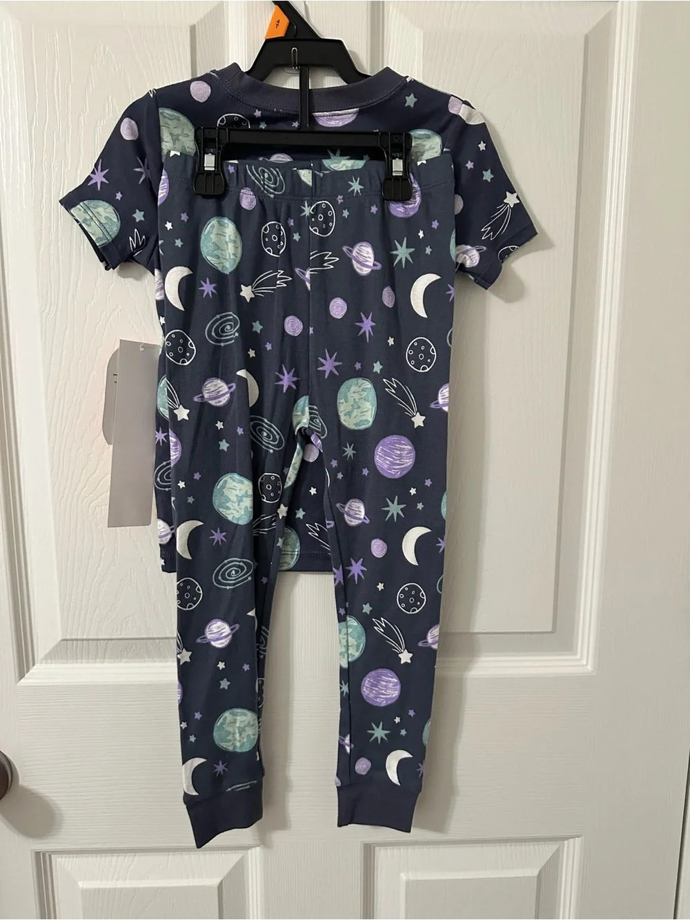 wonder nation Navy Space-Print Short Sleeve Pajama Set